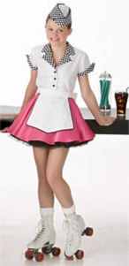 girl child carhop 60s historical roleplaying fantasy costume clothing