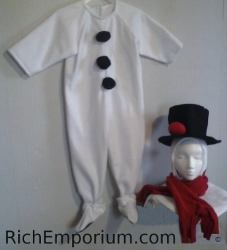 Snowman costume toddler sizes jumpsuit with hat and scarf